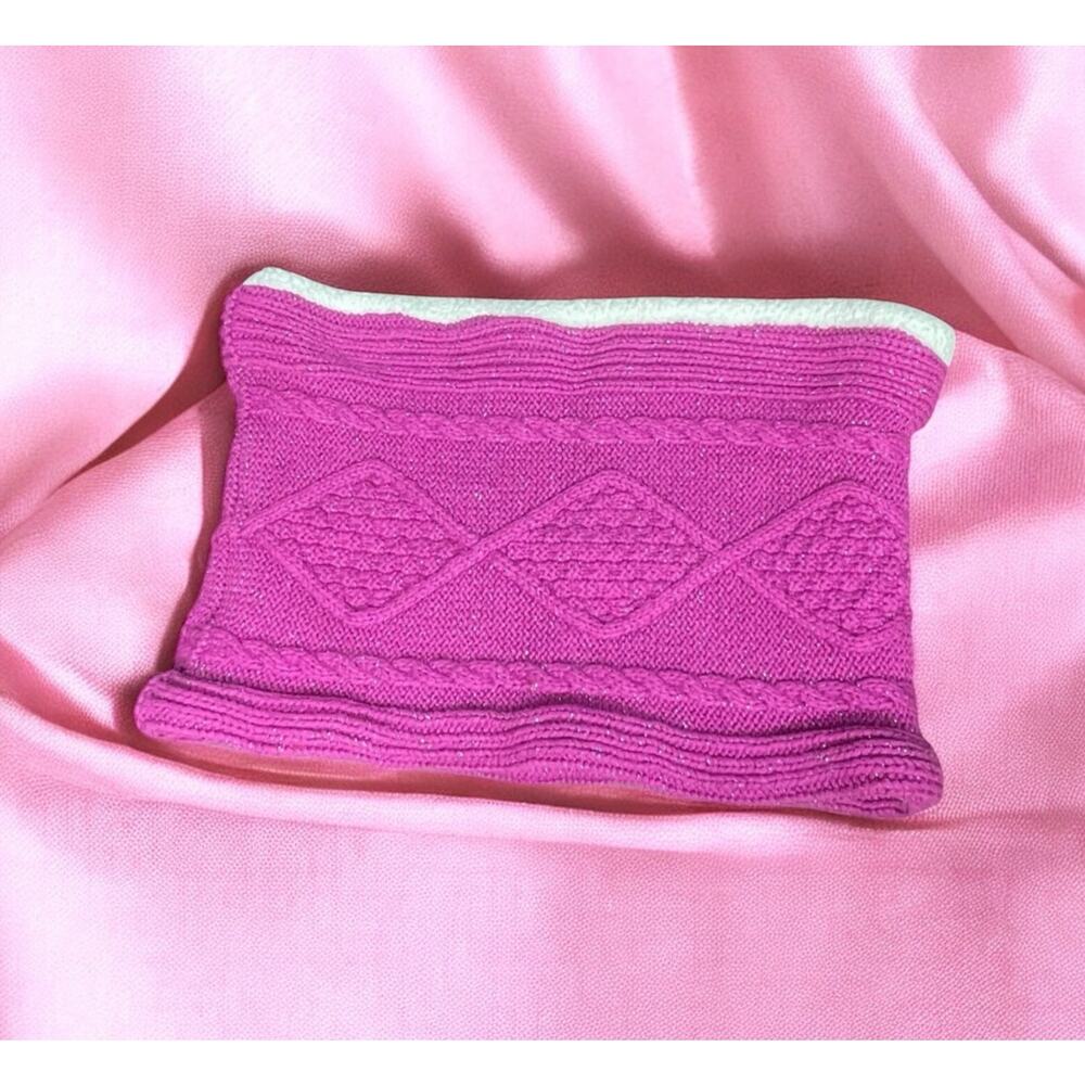 Hanna Andersson Kids Sherpa Neck Gaiter Tube Scarf Hand Muff Ski Pink Coquette